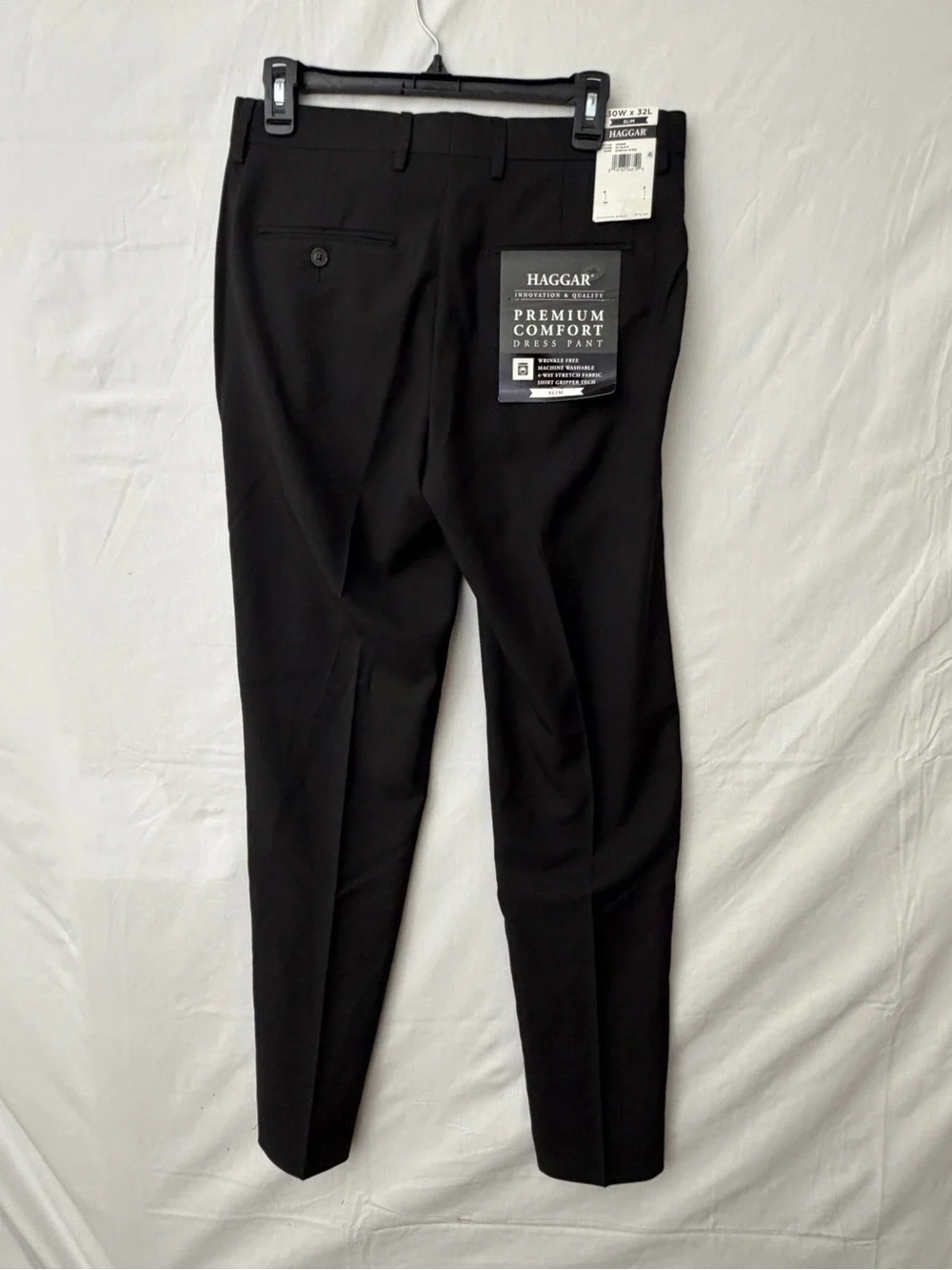 Men’s Haggar Black Slim Dress Pants 30x32 Premium Flex NWT(A745)